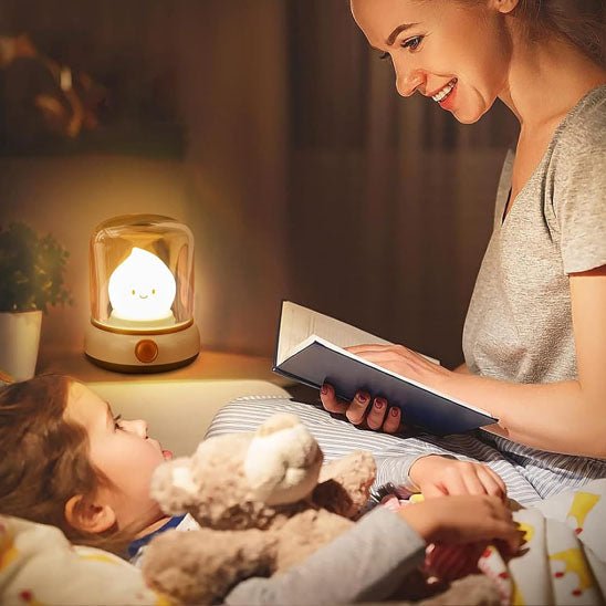veilleuse bebe bulle maman qui raconte une histoire avant de dormir