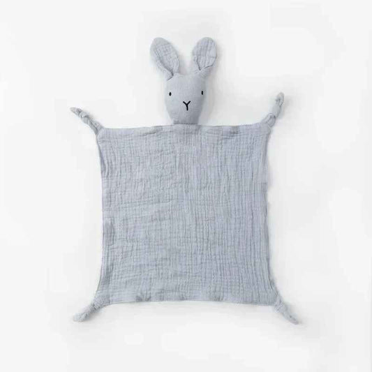 doudou bebe carre avec les embouts nœud gris clair