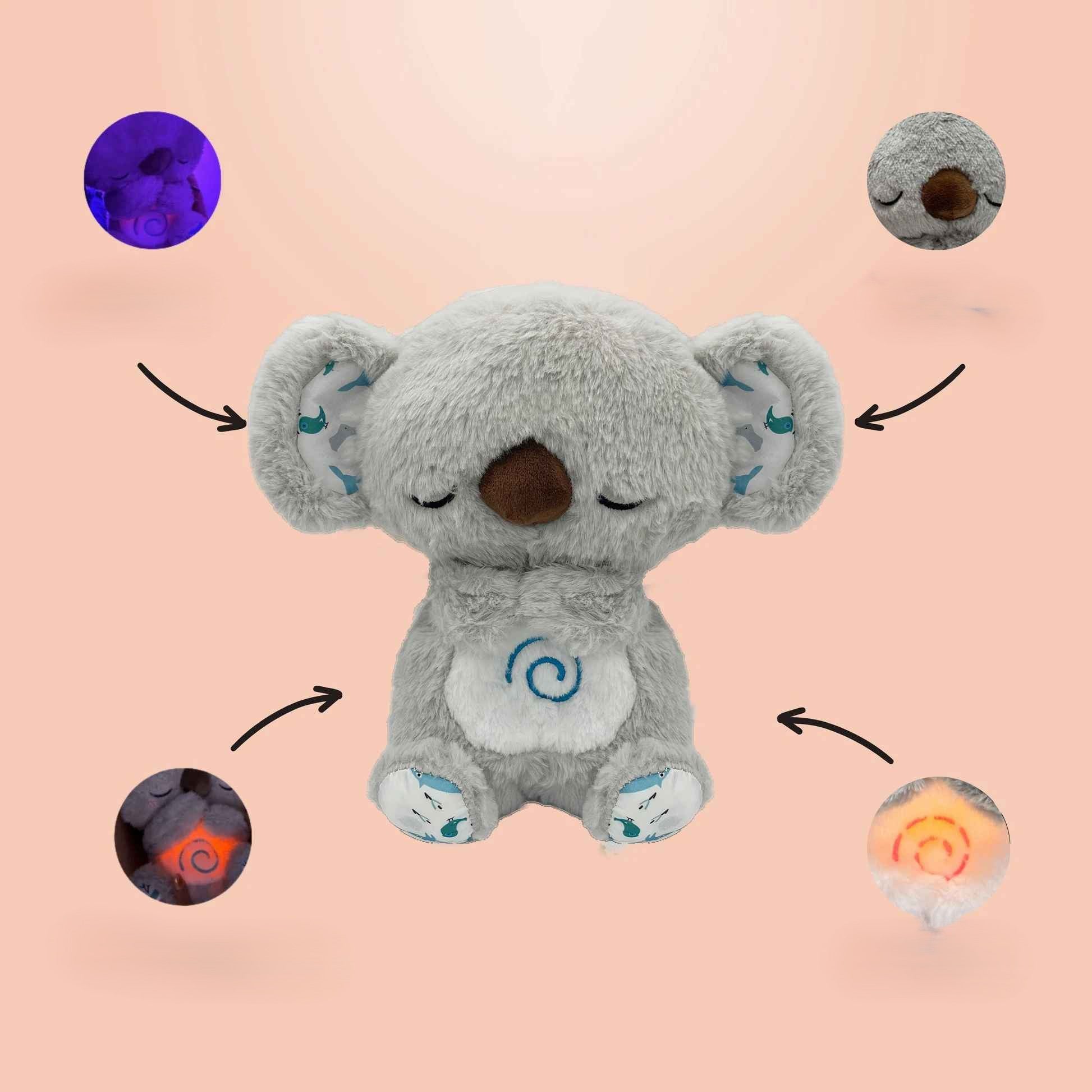 doudou koala doux avec les quatre image de fonctionnement diffèrent