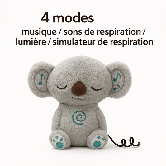 doudou koala qui décrit les quatre modes proposer par cette peluche douce