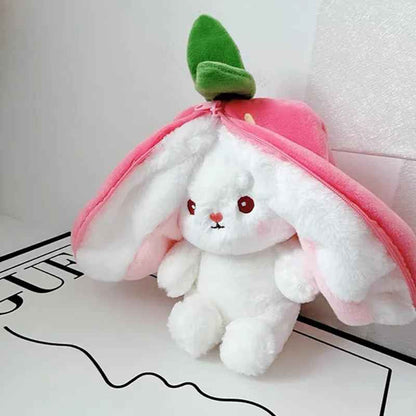 doudou lapin oreille en fraise ouverte