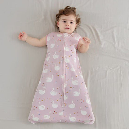 gigoteuse rose avec des cygnes sans manche tissu pour été