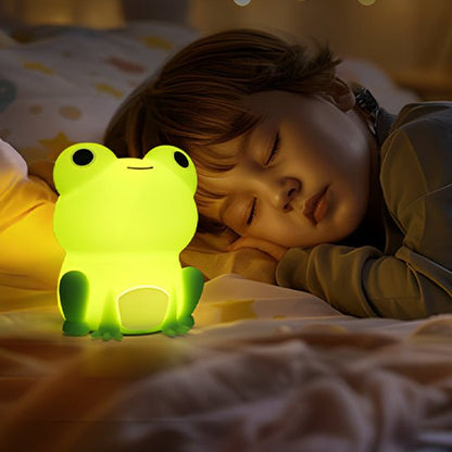 veilleuse bebe grenouille allume enfant endormi-paisiblement
