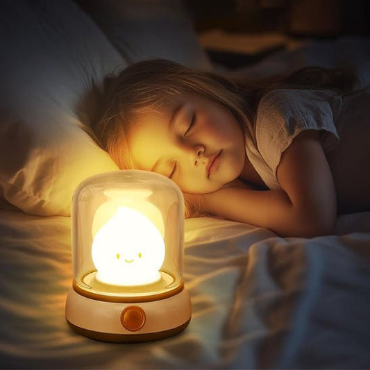 veilleuse bebe petite goutte sourire allumer petite fille qui dort paisiblement