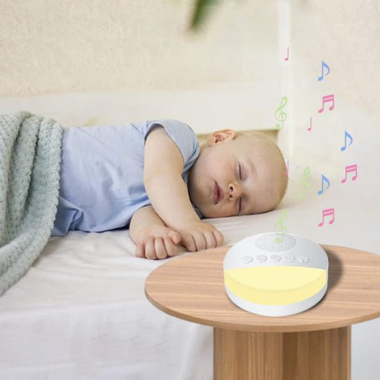 veilleuse bruit blanc avec les different mode de lumiere bebe qui dort paisiblement note de musique